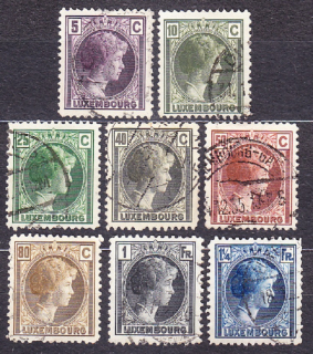 LUXEMBURSKO 1926, Michel 166-167, 169-171, 174-176, razené. VEĽKOVOJVODKYŇA CHARLOTTE.