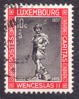 LUXEMBURSKO 1937, Michel 303, razená. SOCHA KRÁĽA JÁNA LUXEMBURSKÉHO.