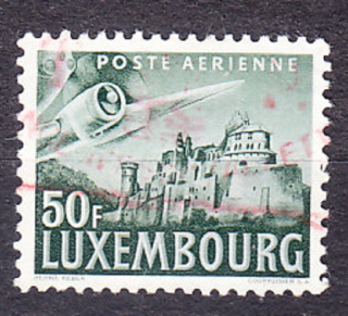 LUXEMBURSKO 1946, Michel 411, razená. LETECKÉ - HRAD VIANDEN.