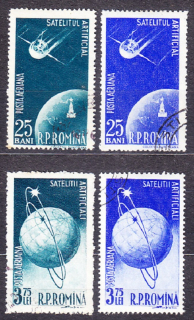 RUMUNSKO 1957, Michel 1677-1680, razená séria. ŠTART SATELITU.