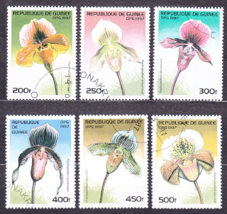 GUINEA 1997, Michel 1624-1629, razená séria. ORCHIDEJE.