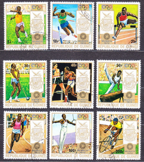GUINEA 1972, Michel 640-648, razená séria. LOH V MNÍCHOVE.