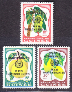 GUINEA 1960, Michel 60-62, ** čisté. OSN - 15. VÝROČIE, PRETLAČE.