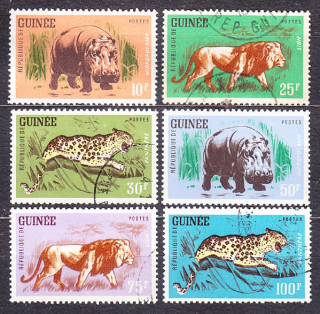 GUINEA 1962, Michel 128-133, razená séria. AFRICKÉ ZVIERATÁ.