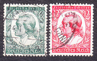 DEUTSCHES REICH 1934, Michel 554-555, razená séria. FRIEDRICH VON SCHILLER.