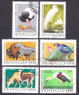 ZSSR 1968, Michel 3545-3550, razená séria. CHRÁNENÉ ZVIERATÁ.