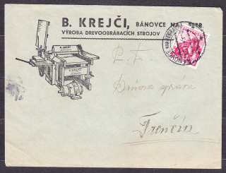 SLOVENSKÝ ŠTÁT 1945, obálka. STROJÁREŇ, B. KREJČI - BÁNOVCE NAD BEBRAVOU.