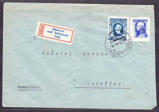 SLOVENSKÝ ŠTÁT 1944, doporučená obálka. KNIHKUPEC, VOJTECH CIPKA - BÁNOVCE NAD BEBRAVOU.