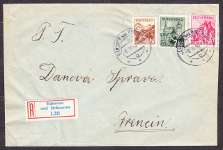 SLOVENSKÝ ŠTÁT 1943, doporučená obálka. OBUVNÍK, MICHAL MICHALKA - BÁNOVCE NAD BEBRAVOU.