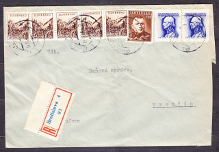 SLOVENSKÝ ŠTÁT 1944, doporučená obálka. OBCHOD S DREVOM, HUBERT GOPOLD - LEDNICKÉ ROVNÉ.