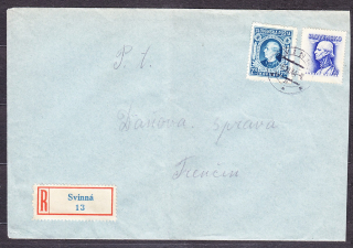 SLOVENSKÝ ŠTÁT 1944, doporučená obálka. STROJNÉ STOLÁRSTVO, JOZEF CIMPRICH - SVINNÁ.
