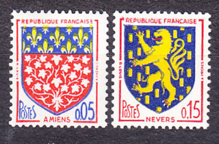 FRANCÚZSKO 1962, Michel 1406-1407, ** čistá séria. ERBY MIEST.