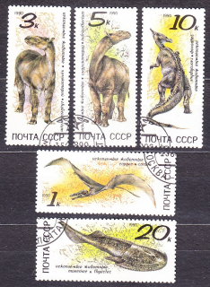 ZSSR 1990, Michel 6116-6120, razená séria. DINOSAURY.