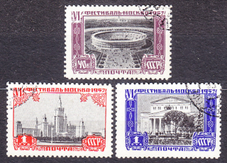 ZSSR 1957, Michel 1975-1977, razené. KRAJINY - SVETOVÉ HRY MLÁDEŽE.