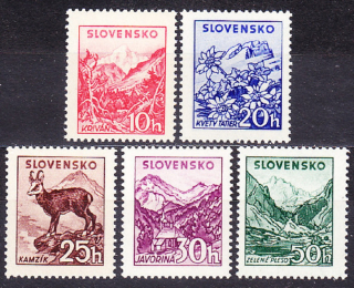 SLOVENSKÝ ŠTÁT 1944, Synek 106-110, ** čistá séria. TATRANSKÉ.