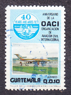 GUATEMALA 1987, Michel 1278, razená. LIETADLO, ICAO.