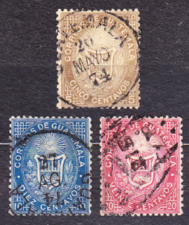GUATEMALA 1871, Michel 2-4, razené. ERBY.