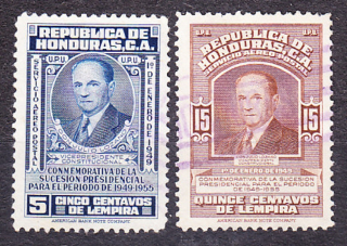 HONDURAS 1949, Michel 443, 445, razené. PREZIDENT J. LOZANO.
