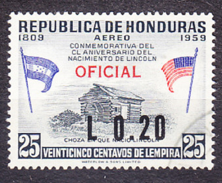 HONDURAS 1964, Michel 211, razená séria. SLUŽOBNÉ. LINCOLN - PRETLAČ.