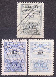 SALVADOR 1915, Michel 346, 348-349, razené. NÁRODNÝ PALÁC - PRETLAČ.