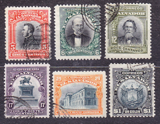 SALVADOR 1912, Michel 336-339, 341, 343, razené. OSOBNOSTI, KRAJINY, ERB.