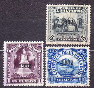 SALVADOR 1932, Michel 463, 466-467, razené. KRAJINY - PRETLAČE.