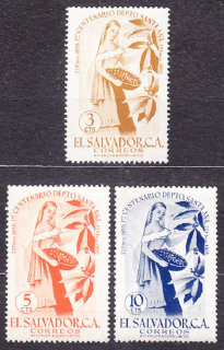 SALVADOR 1956, Michel 767-769, razené. ZBERAČKA KÁVY.