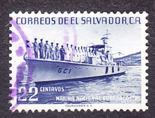 SALVADOR 1954, Michel 742, razená. LOĎ POBREŽNEJ STRÁŽE.