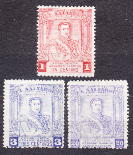 SALVADOR 1955, Michel 761, 763-764, razené. GENERÁL G. BARRIOS.