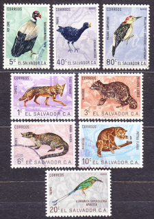 SALVADOR 1963, Michel 856, 858-861, 865, 867, 869, razené. ZVIERATÁ, VTÁCTVO.