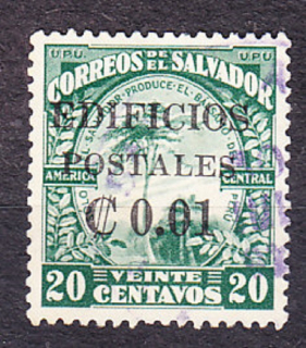SALVADOR 1932, Michel 8, razená. PRÍPLATKOVÉ. PRETLAČ.