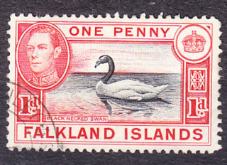 FALKLAND ISLANDS 1938, Michel 79, razená. KOLÓNIE. KRÁĽ GEORGE VI. - LABUŤ.