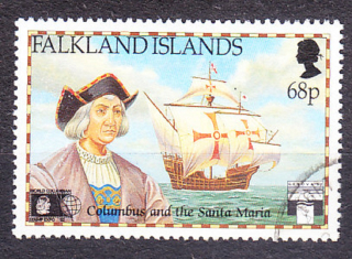 FALKLAND ISLANDS 1991, Michel 551, razená. KOLÓNIE. KOLUMBUS - SANTA MARIA.