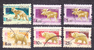RUSKO 2008, Michel 1487, 1492-1496, razené. ZVIERATÁ.