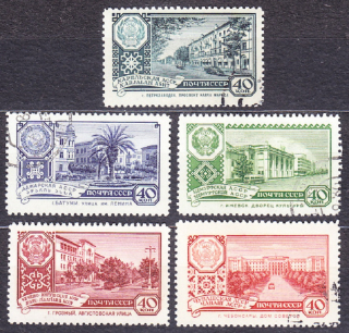 ZSSR 1960, Michel 2347-2351, razená séria. HLAVNÉ MESTÁ REPUBLÍK.
