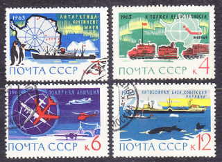 ZSSR 1963, Michel 2801-2804, razená séria. VÝSKUM ANTARKTÍDY.