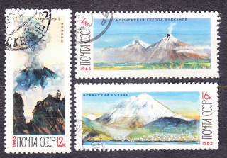 ZSSR 1965, Michel 3138-3140, razená séria. SOPKY NA KAMČATKE.