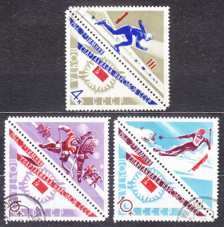 ZSSR 1966, Michel 3193-3195, razená séria. ZIMNÉ ŠPORTY.