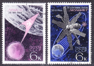 ZSSR 1966, Michel 3311-3312, razená séria. VÝSKUM VESMÍRU.