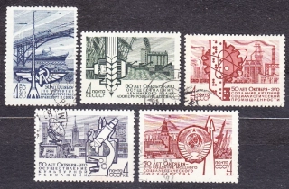 ZSSR 1967, Michel 3435-3439, razená séria. VOSR - 50. VÝROČIE.