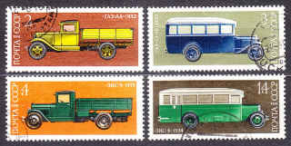 ZSSR 1974, Michel 4249-4252, razené. SOVIETSKÉ AUTÁ.