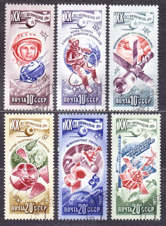 ZSSR 1977, Michel 4648-4653, razená séria. VÝSKUM VESMÍRU.