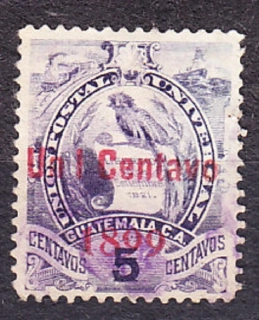 GUATEMALA 1899, Michel 94, razená séria. VTÁK QUETZAL - PRETLAČ.