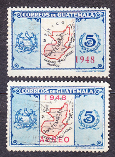 GUATEMALA 1948, Michel 481-482, razená séria. MAPA - PRETLAČE.
