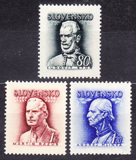 SLOVENSKÝ ŠTÁT 1943, Synek 81-83, ** čistá séria. PORTRÉTY.