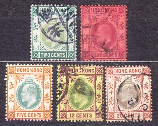 HONG KONG 1904, Michel 76-78, 82-83, razené. KOLÓNIE. KRÁĽ EDWARD VII.