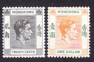 HONG KONG 1938, Michel 146, 156, ** čistá + čistá bez lepu. KOLÓNIE. KRÁĽ GEORGE VI.