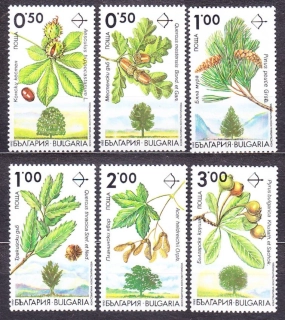 BULHARSKO 1992, Michel 4001-4006, ** čistá séria. VZÁCNE STROMY.