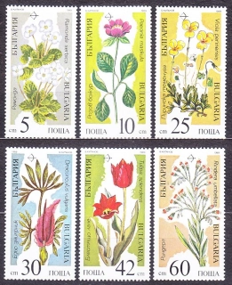 BULHARSKO 1989, Michel 3735-3740, **/* čistá séria. CHRÁNENÉ RASTLINY.