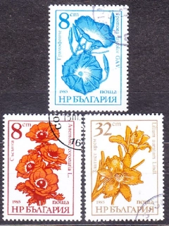 BULHARSKO 1986, Michel 3489-3491, razená séria. ZÁHRADNÉ KVETY.